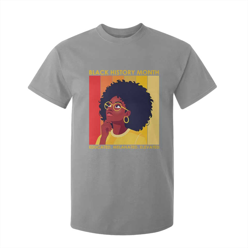 Black History Month Afro Woman T Shirt For Kid Educated Melanated Elevated African American Empowerment