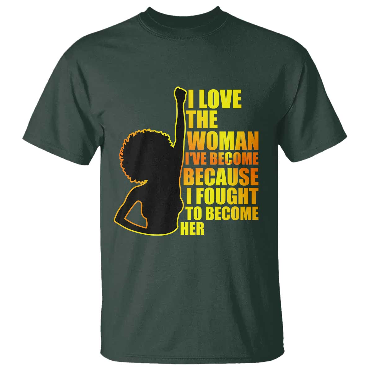 Afro Black Pride T Shirt I Love The Woman I've Become Melanin Silhouette