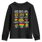 God Says I Am Juneteenth Christian Youth Sweatshirt Pan-African Afrocentric Faith Bible Verses Freedom Day