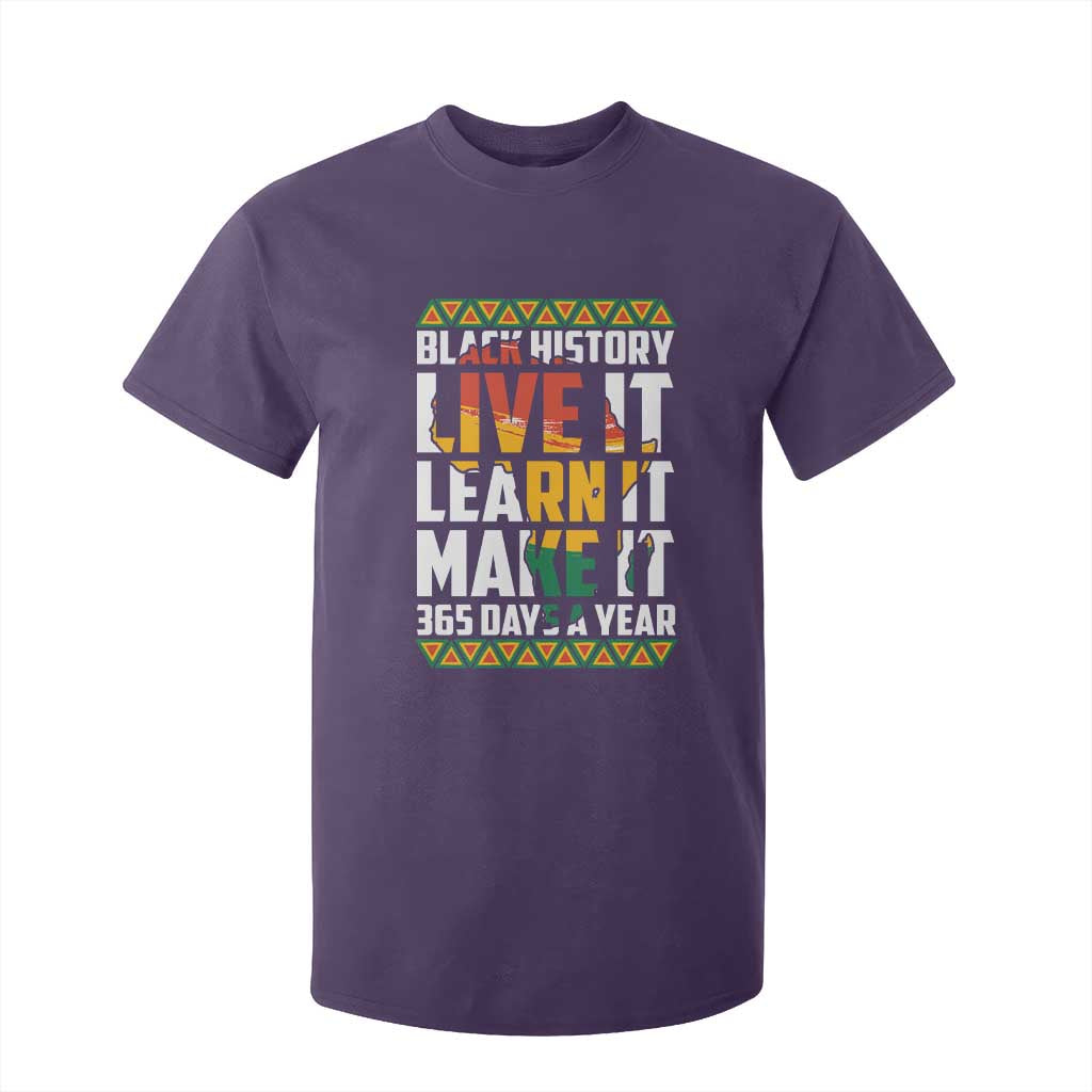 Black History Month T Shirt For Kid Live It Learn It Make It 365 Days A Year Kente