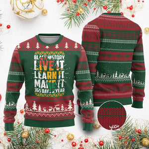 Black History Month Knit Sweatshirt Live It Learn It Make It 365 Days A Year Kente