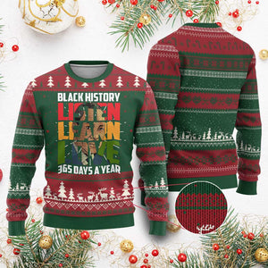Black History Month Knit Sweatshirt Listen Learn Love 365 Days A Year MLK Martin Luther King