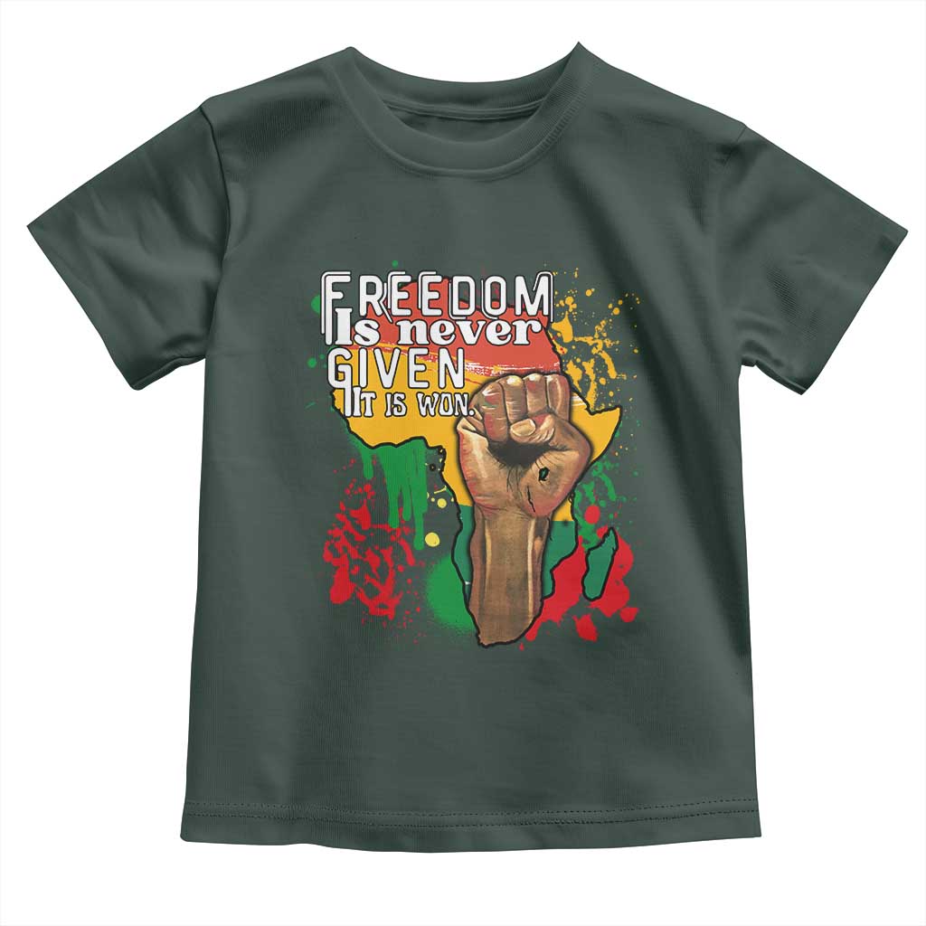 Black History Month Baby Shirt Freedom Is Never Given It Is Won Equal Rights Raised Fist