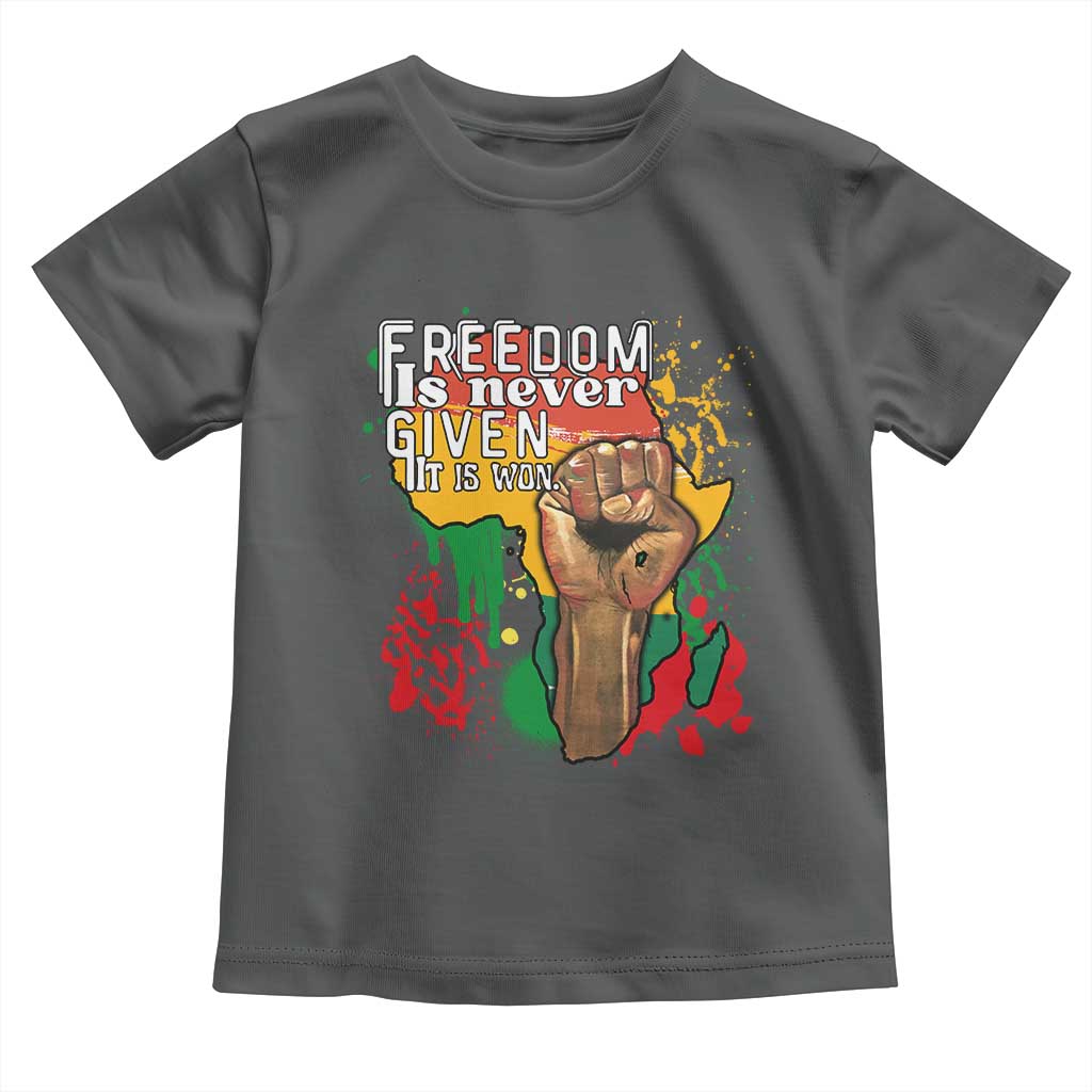 Black History Month Baby Shirt Freedom Is Never Given It Is Won Equal Rights Raised Fist