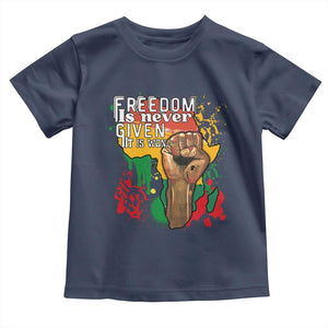 Black History Month Baby Shirt Freedom Is Never Given It Is Won Equal Rights Raised Fist