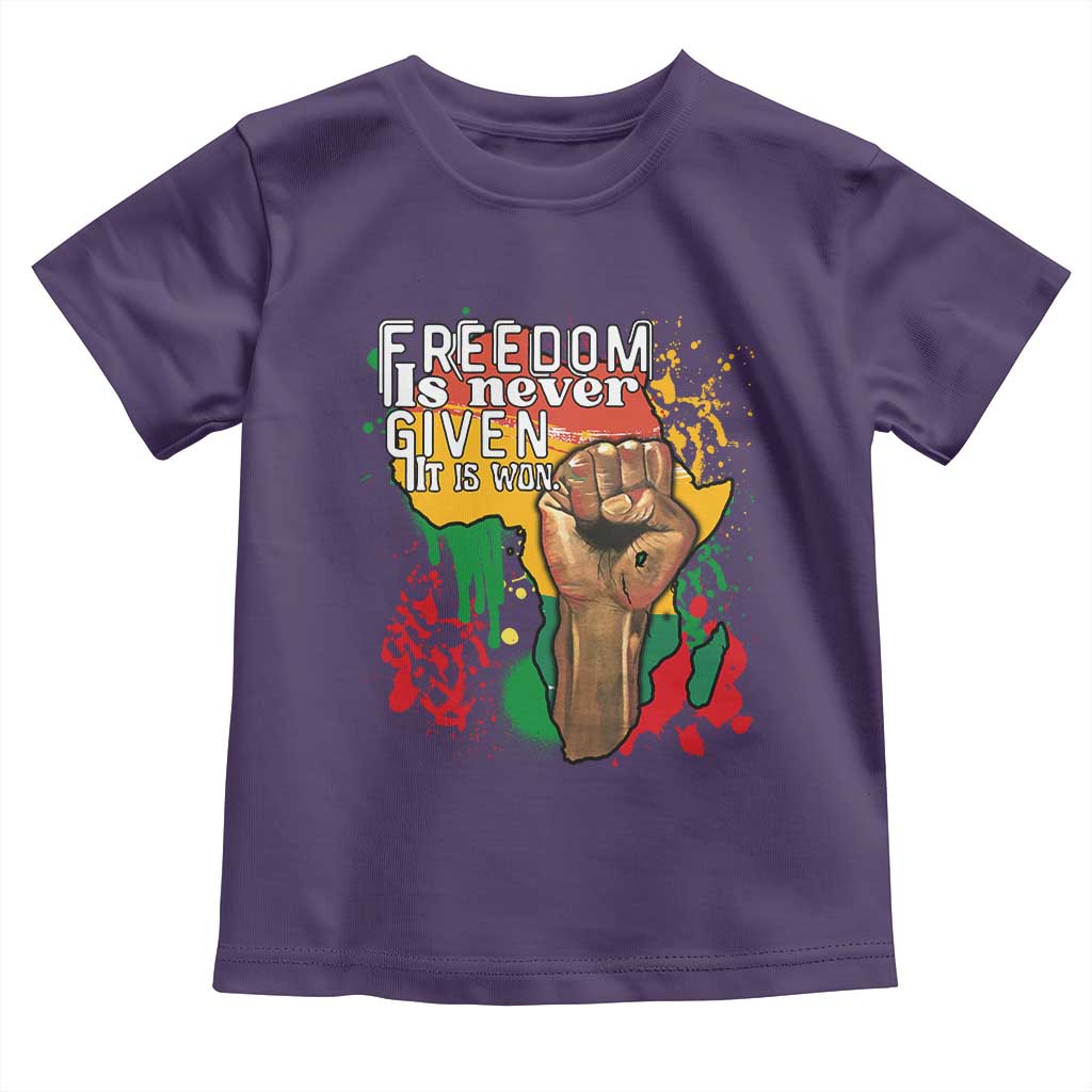 Black History Month Baby Shirt Freedom Is Never Given It Is Won Equal Rights Raised Fist