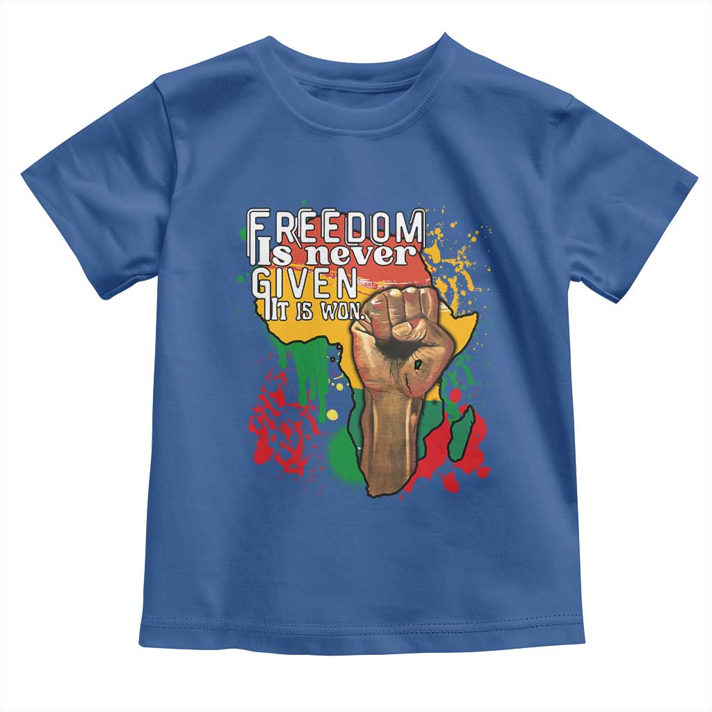 Black History Month Baby Shirt Freedom Is Never Given It Is Won Equal Rights Raised Fist