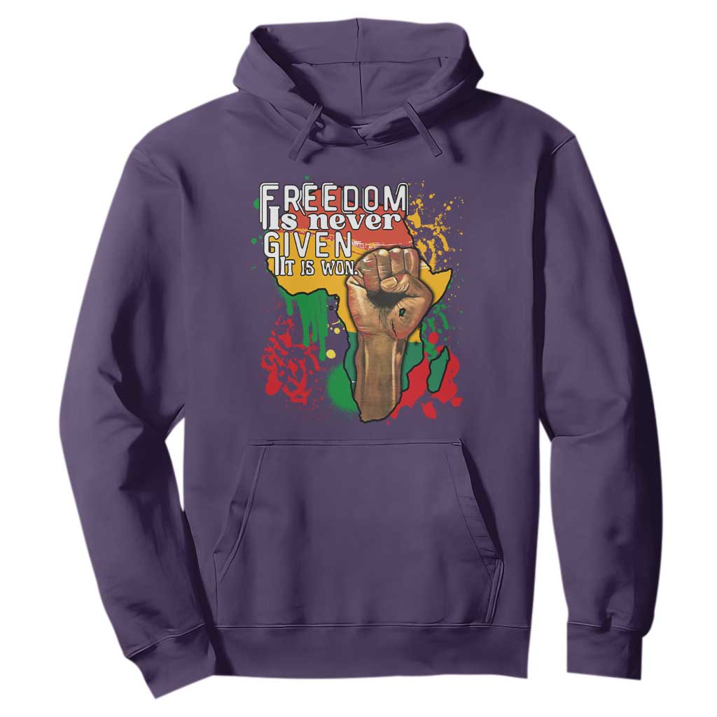 Black History Month Hoodie Freedom Is Never Given It Is Won Equal Rights Raised Fist
