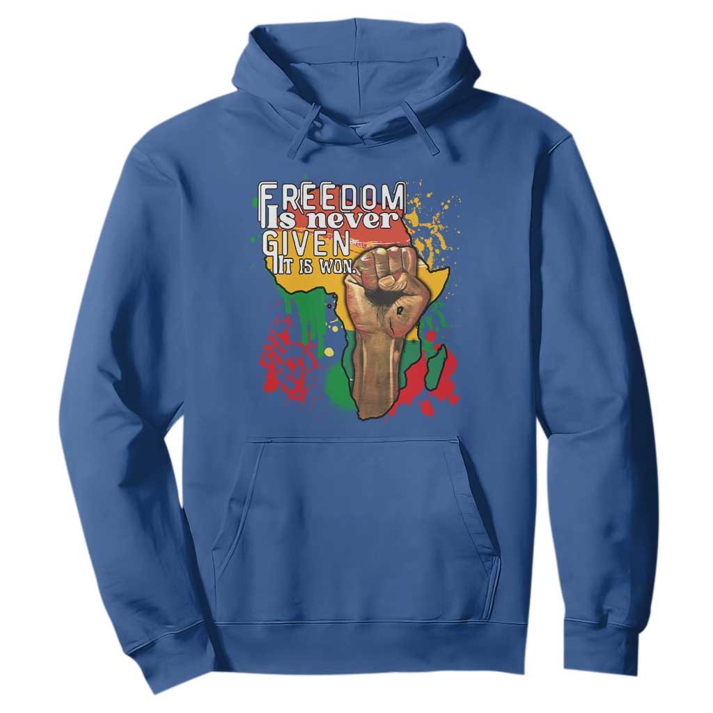 Black History Month Hoodie Freedom Is Never Given It Is Won Equal Rights Raised Fist