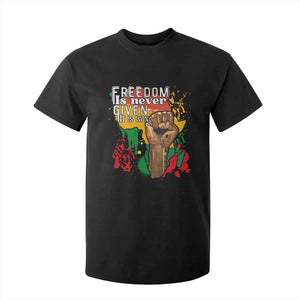 Black History Month T Shirt For Kid Freedom Is Never Given It Is Won Equal Rights Raised Fist