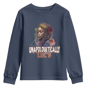 Black Locs Girl Youth Long Sleeve Shirt Unapologetically Locd Hair Melanin Queen