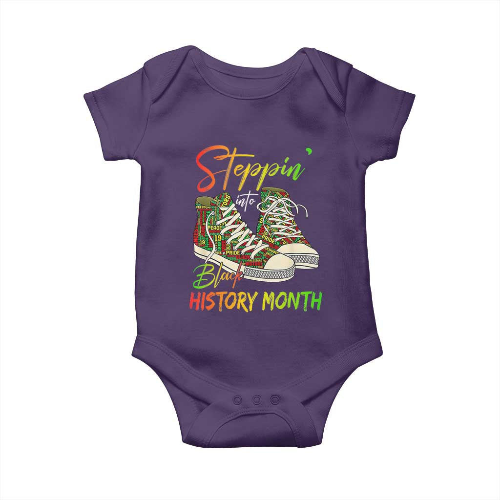 Stepping Into Black History Month Baby Onesie Black Pride Sneakers