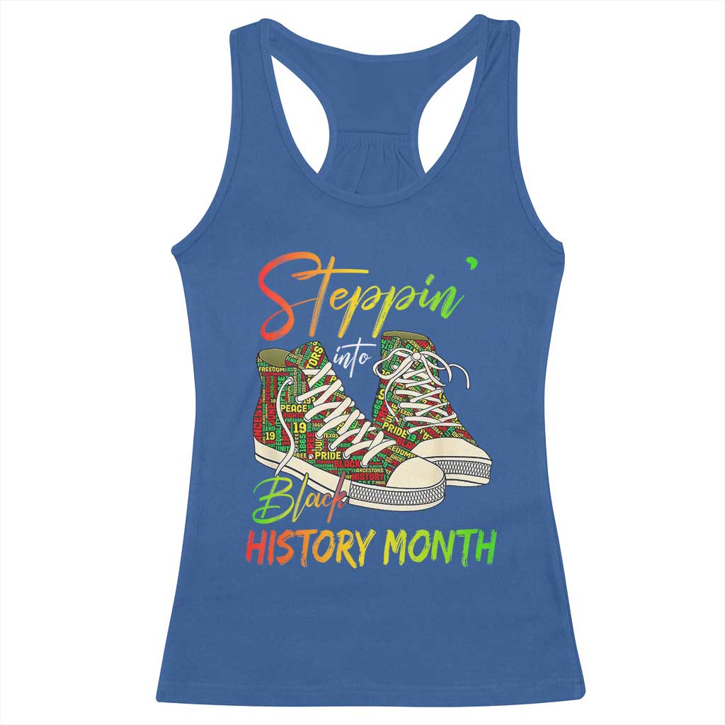 Stepping Into Black History Month Racerback Tank Top Black Pride Sneakers