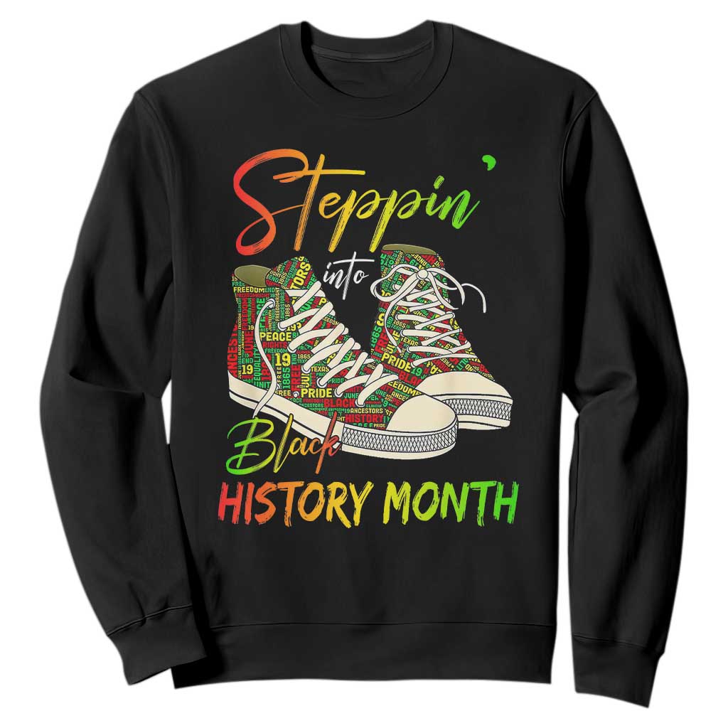 Stepping Into Black History Month Sweatshirt Black Pride Sneakers