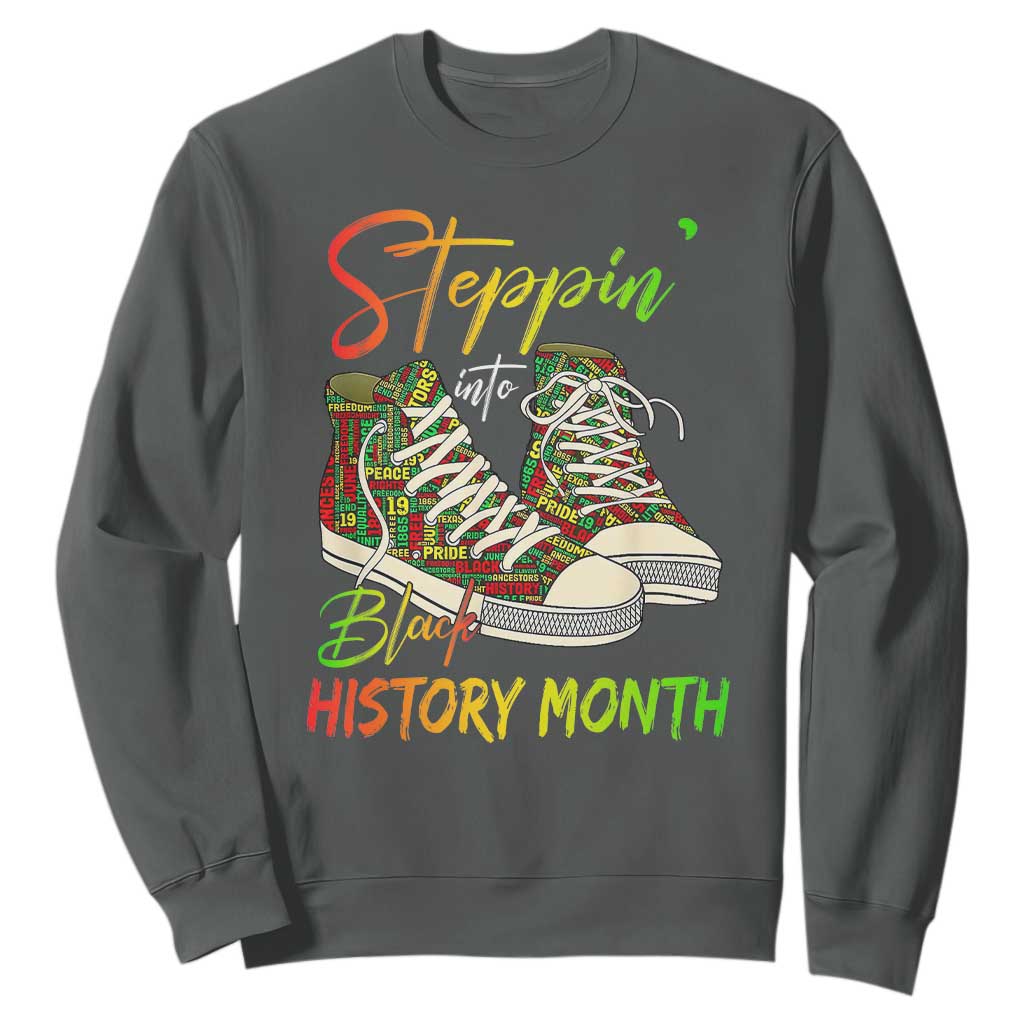 Stepping Into Black History Month Sweatshirt Black Pride Sneakers