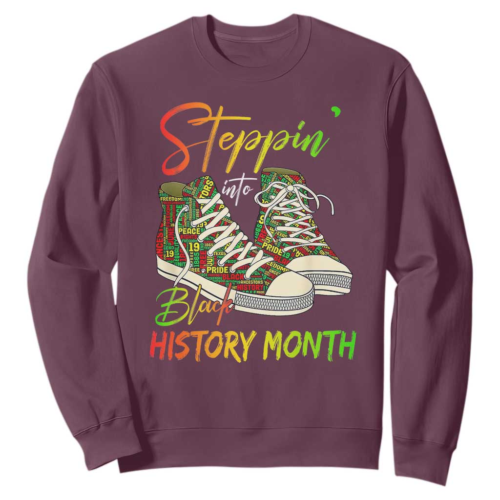 Stepping Into Black History Month Sweatshirt Black Pride Sneakers