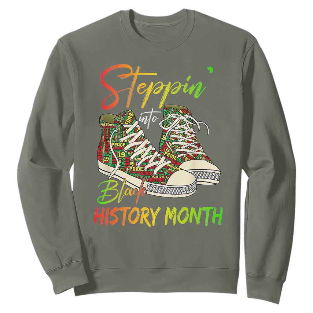 Stepping Into Black History Month Sweatshirt Black Pride Sneakers