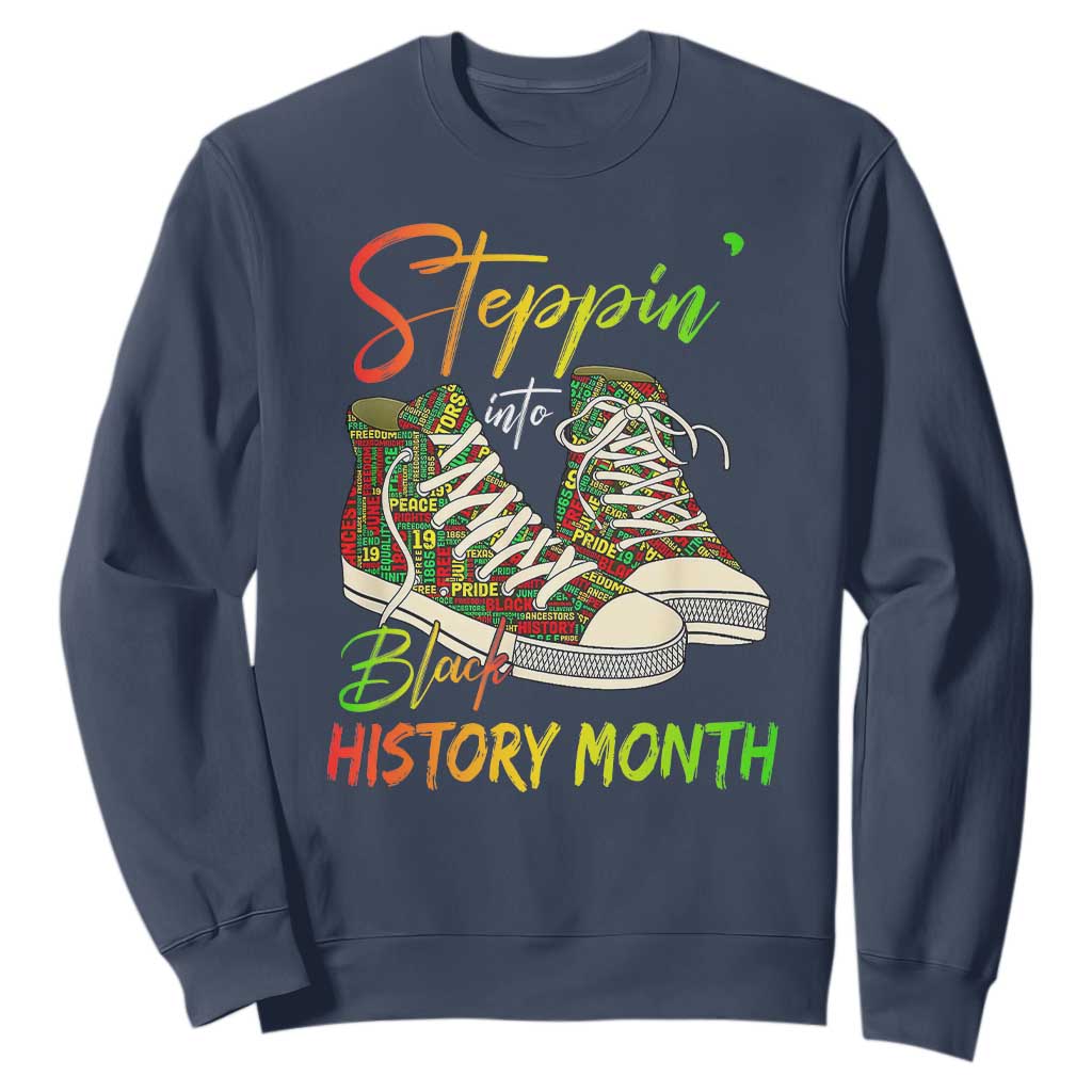 Stepping Into Black History Month Sweatshirt Black Pride Sneakers
