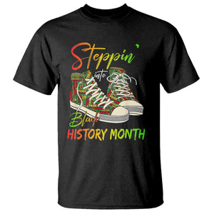 Stepping Into Black History Month T Shirt Black Pride Sneakers