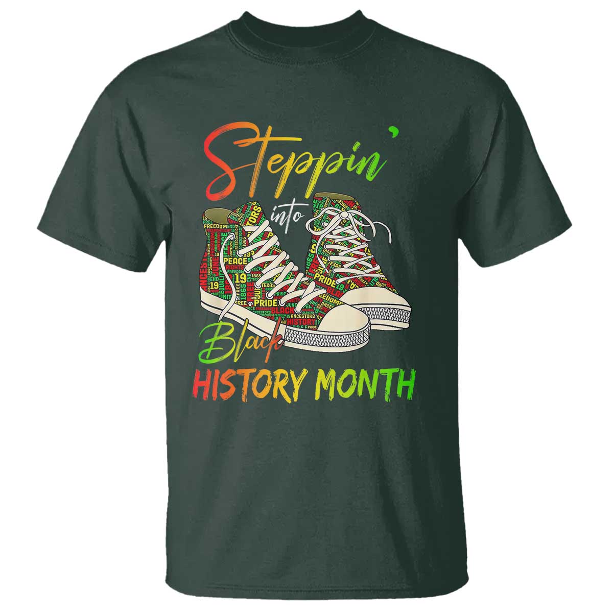 Stepping Into Black History Month T Shirt Black Pride Sneakers