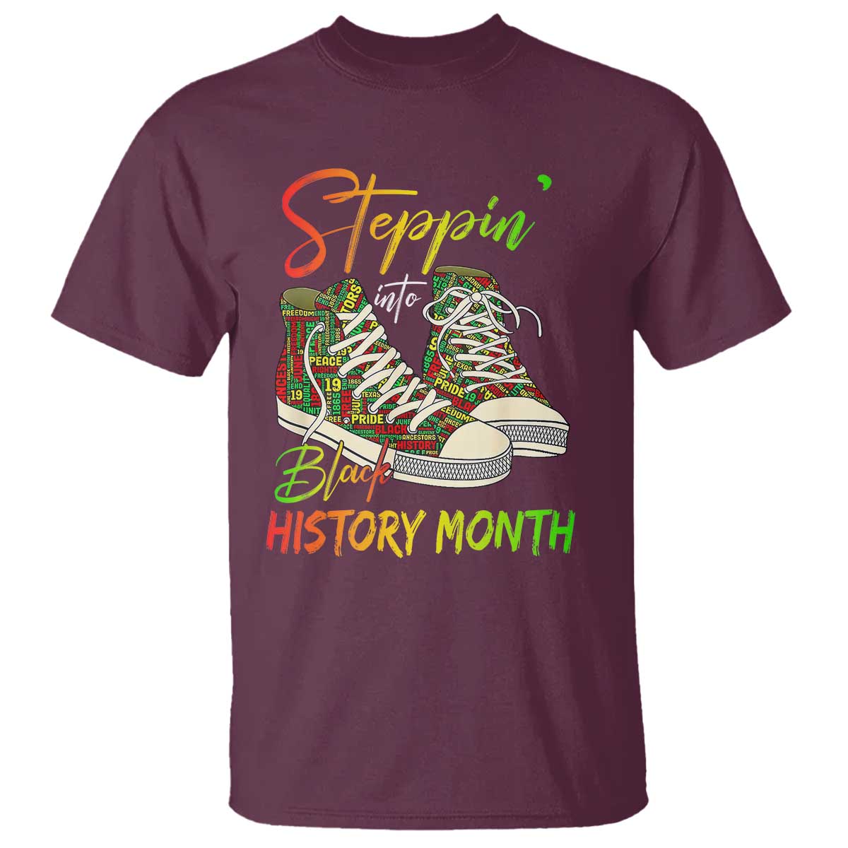 Stepping Into Black History Month T Shirt Black Pride Sneakers
