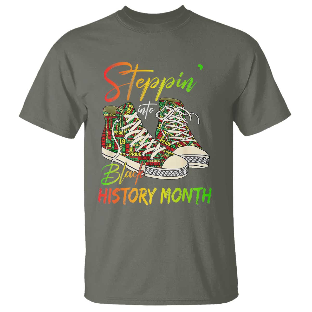 Stepping Into Black History Month T Shirt Black Pride Sneakers
