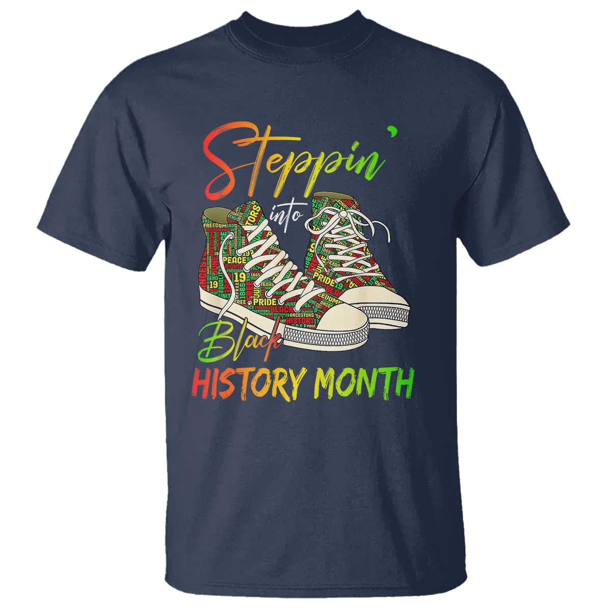 Stepping Into Black History Month T Shirt Black Pride Sneakers