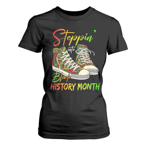 Stepping Into Black History Month T Shirt For Women Black Pride Sneakers
