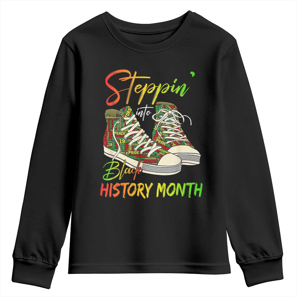 Stepping Into Black History Month Youth Sweatshirt Black Pride Sneakers