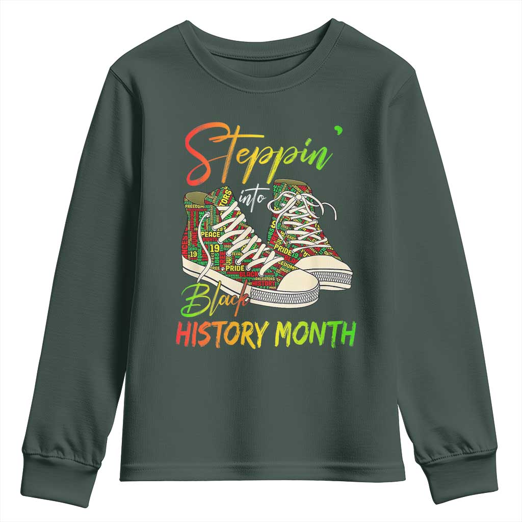 Stepping Into Black History Month Youth Sweatshirt Black Pride Sneakers