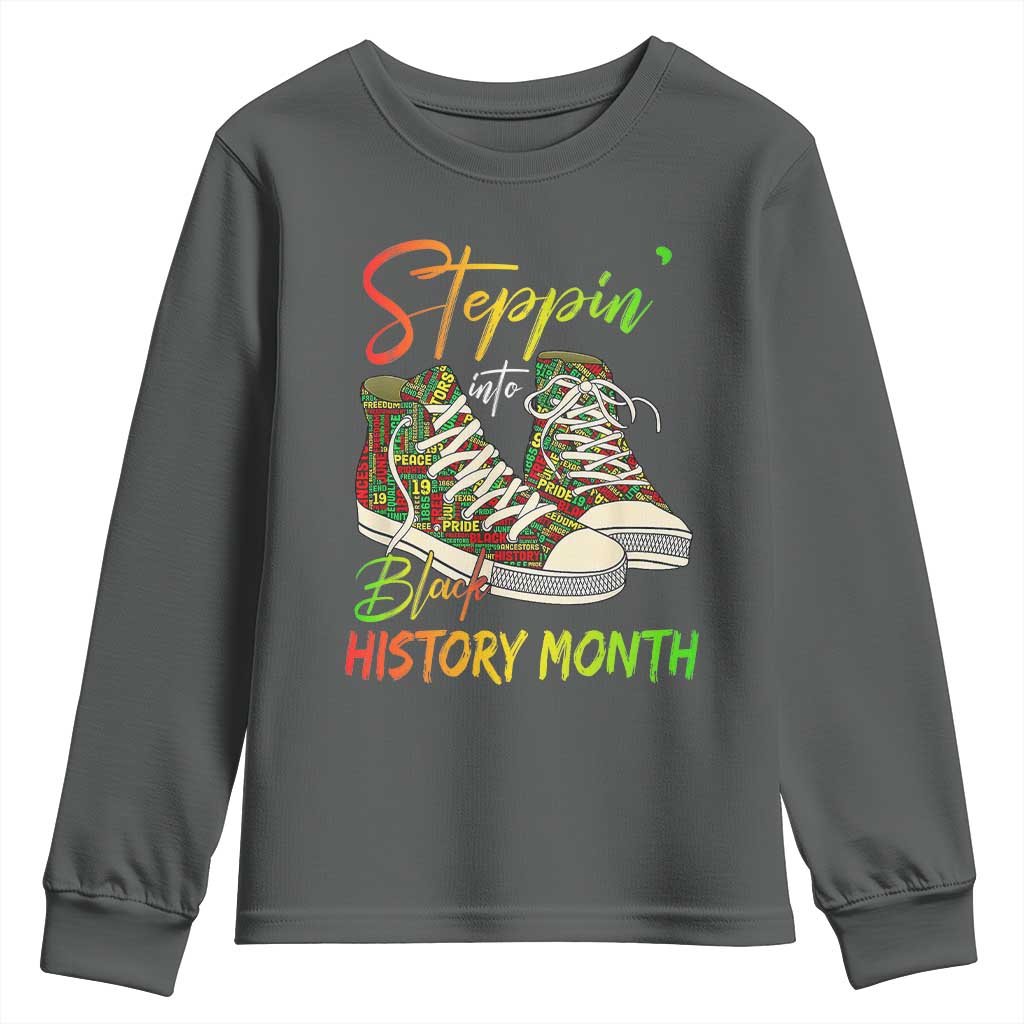 Stepping Into Black History Month Youth Sweatshirt Black Pride Sneakers