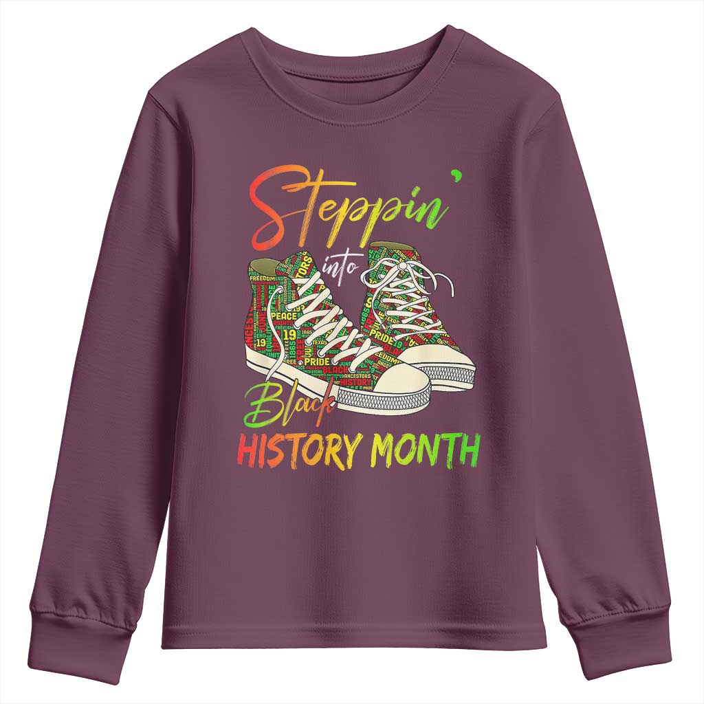 Stepping Into Black History Month Youth Sweatshirt Black Pride Sneakers