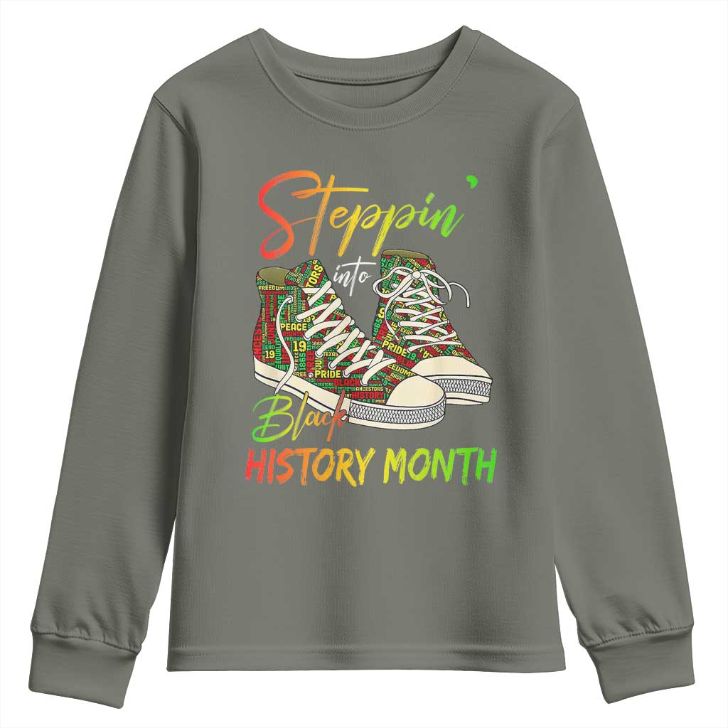 Stepping Into Black History Month Youth Sweatshirt Black Pride Sneakers