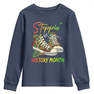 Stepping Into Black History Month Youth Sweatshirt Black Pride Sneakers