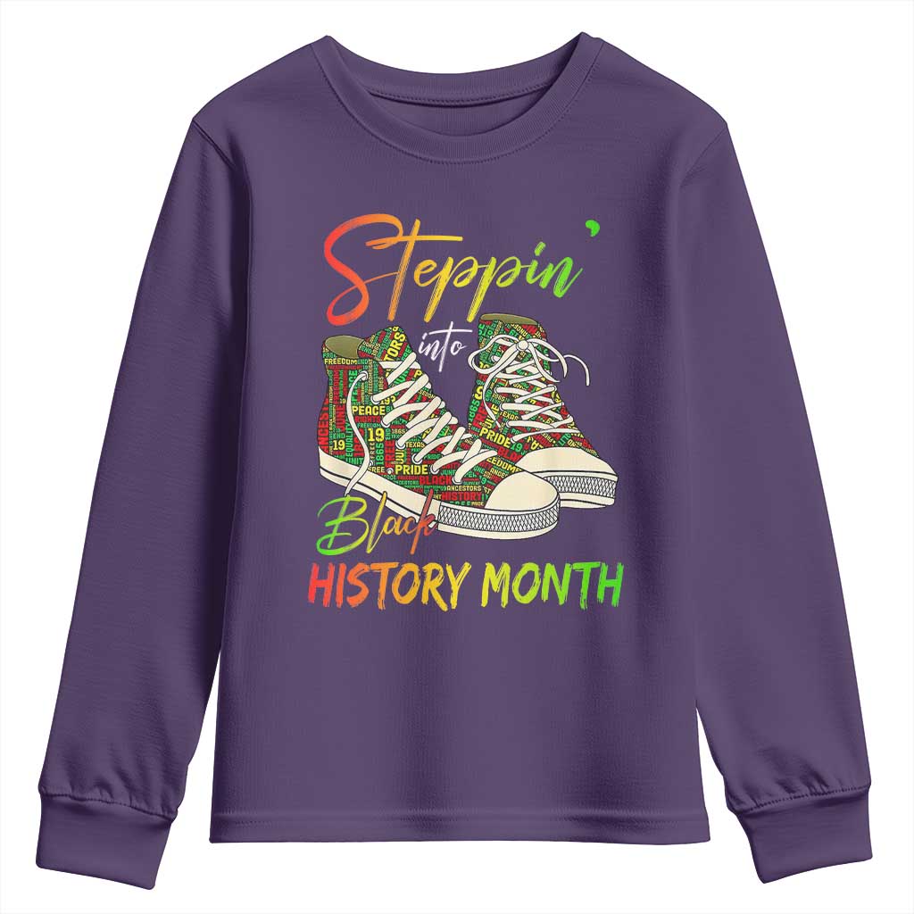 Stepping Into Black History Month Youth Sweatshirt Black Pride Sneakers