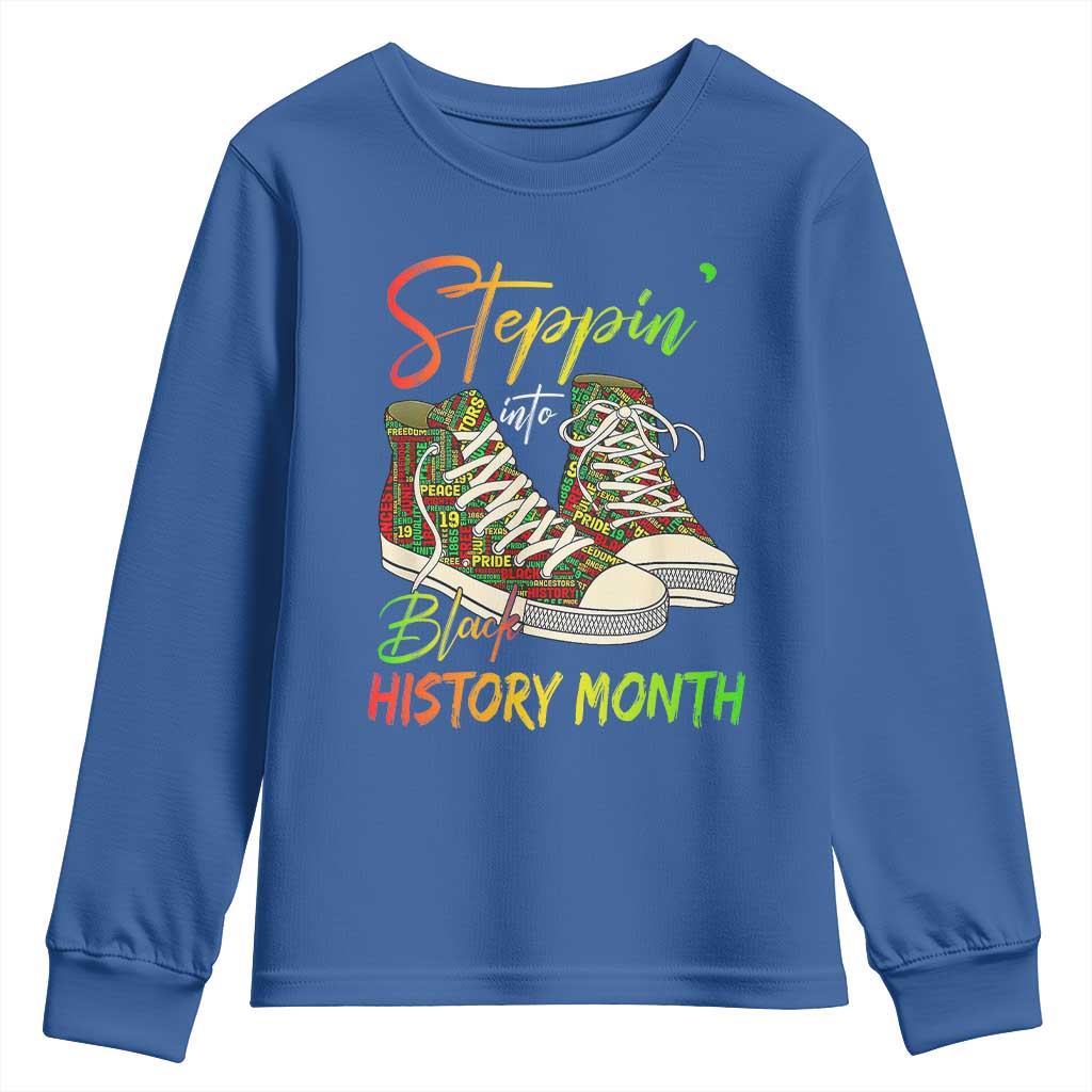 Stepping Into Black History Month Youth Sweatshirt Black Pride Sneakers