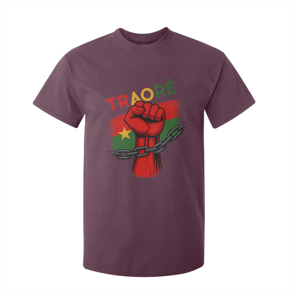 Stand With Traoré 2025 T Shirt For Kid Burkina Faso Flag Raised Fist Broken Chains