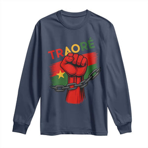 Stand With Traoré 2025 Long Sleeve Shirt Burkina Faso Flag Raised Fist Broken Chains
