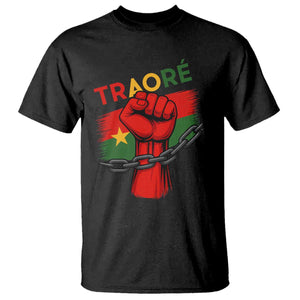 Stand With Traoré 2025 T Shirt Burkina Faso Flag Raised Fist Broken Chains