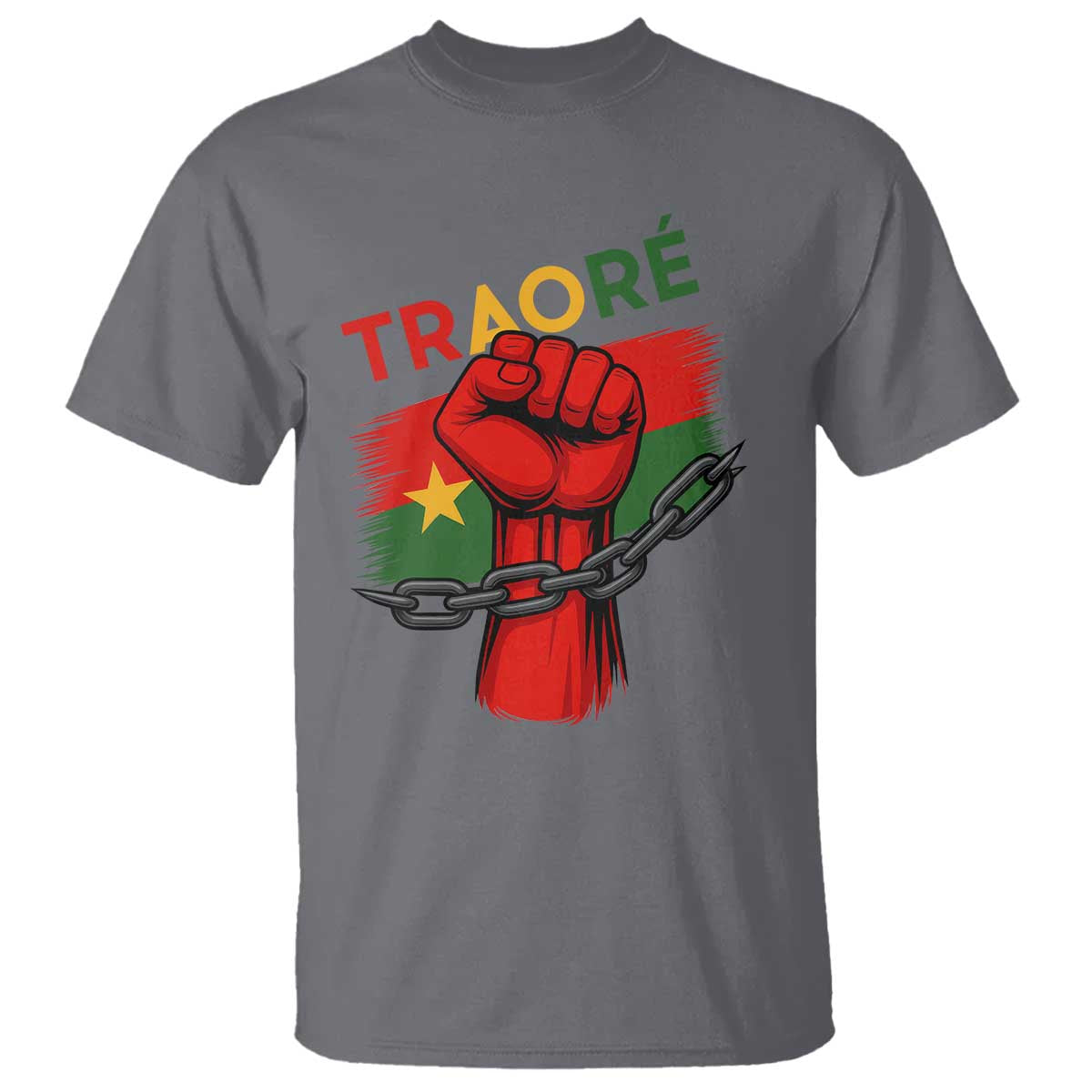 Stand With Traoré 2025 T Shirt Burkina Faso Flag Raised Fist Broken Chains