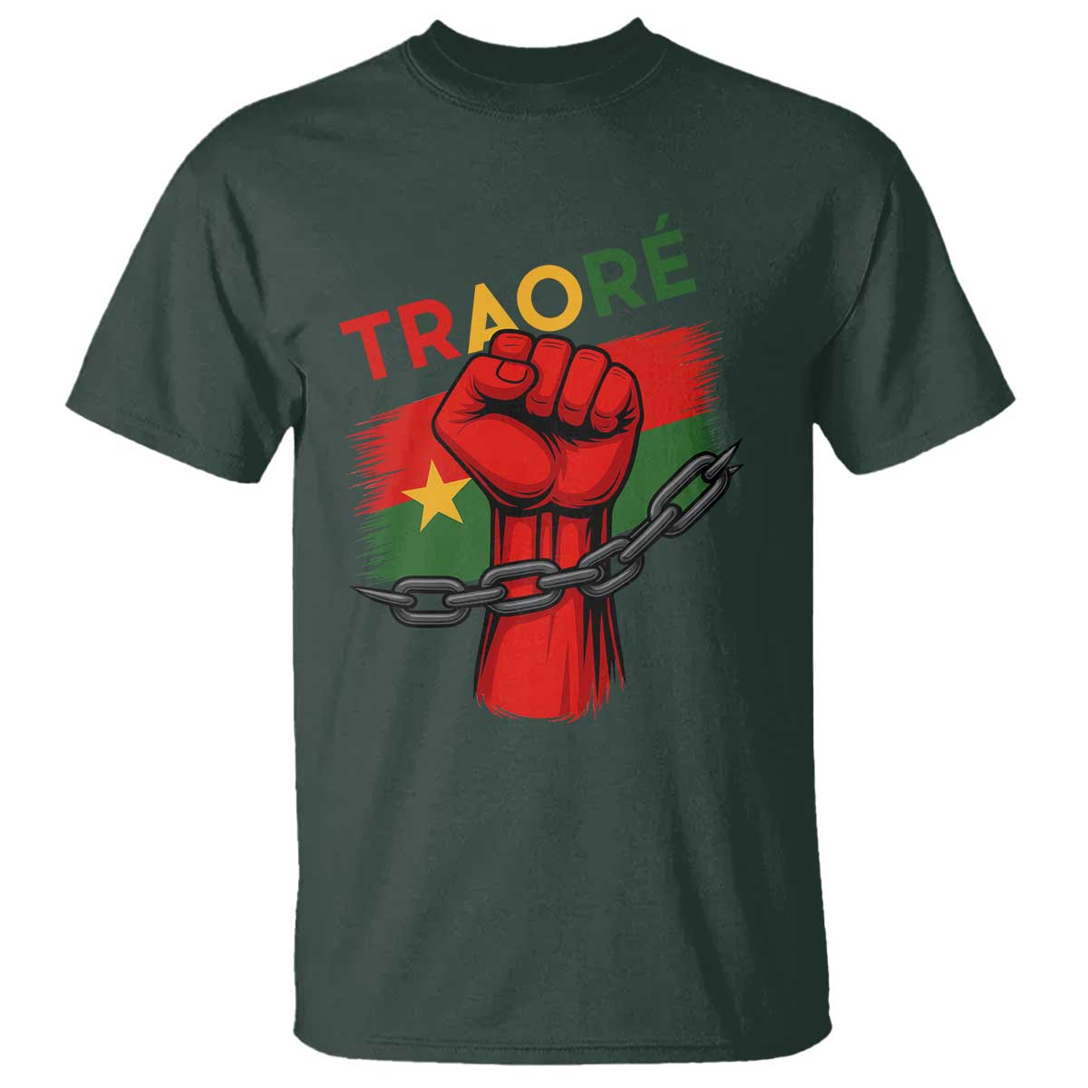 Stand With Traoré 2025 T Shirt Burkina Faso Flag Raised Fist Broken Chains