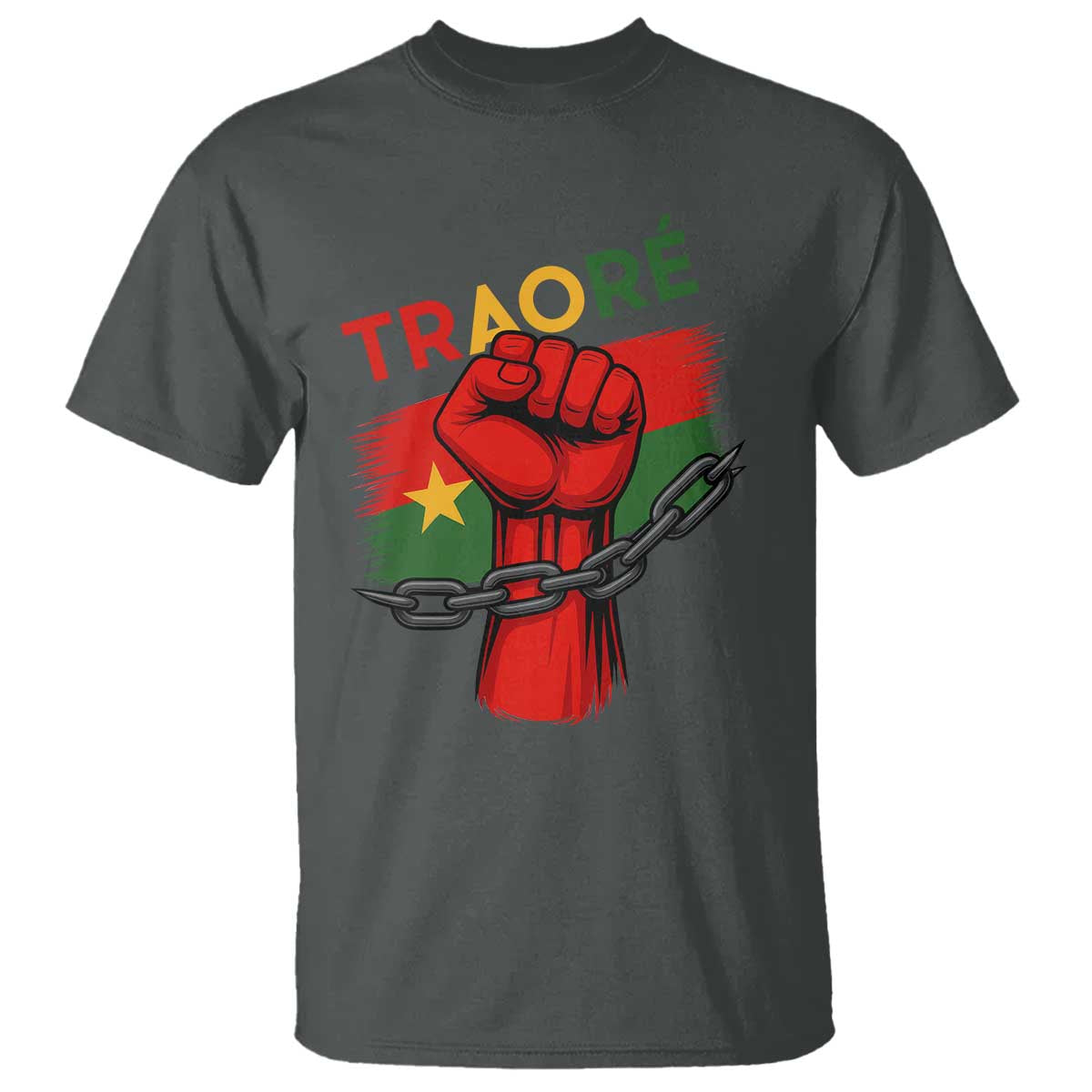 Stand With Traoré 2025 T Shirt Burkina Faso Flag Raised Fist Broken Chains
