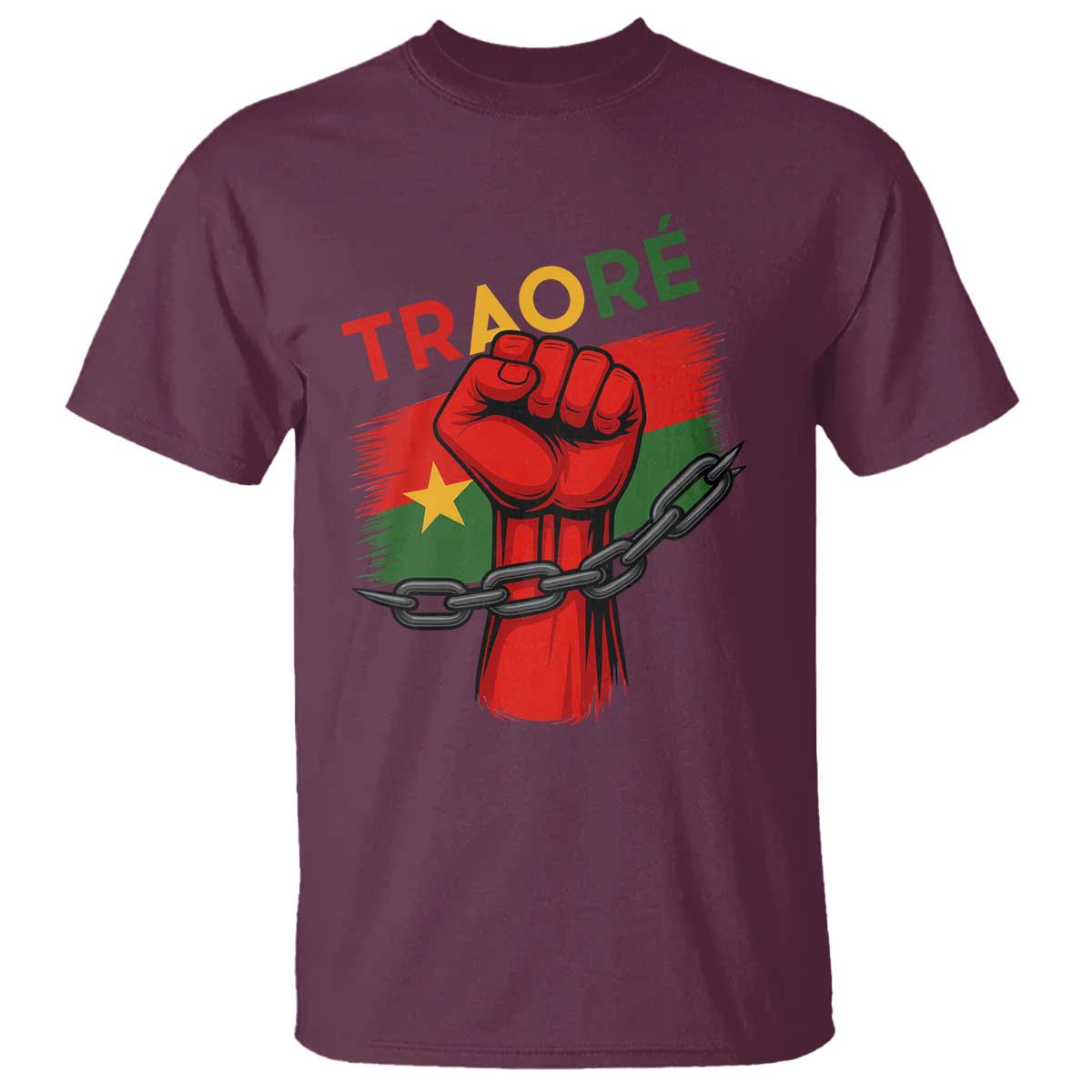 Stand With Traoré 2025 T Shirt Burkina Faso Flag Raised Fist Broken Chains