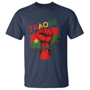 Stand With Traoré 2025 T Shirt Burkina Faso Flag Raised Fist Broken Chains
