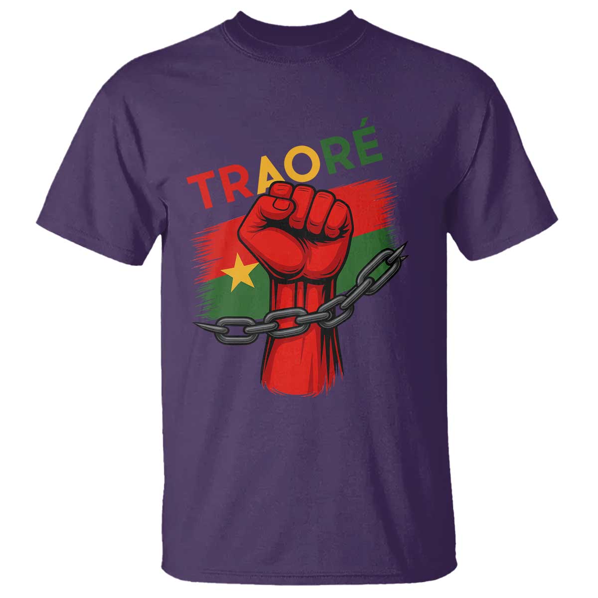Stand With Traoré 2025 T Shirt Burkina Faso Flag Raised Fist Broken Chains