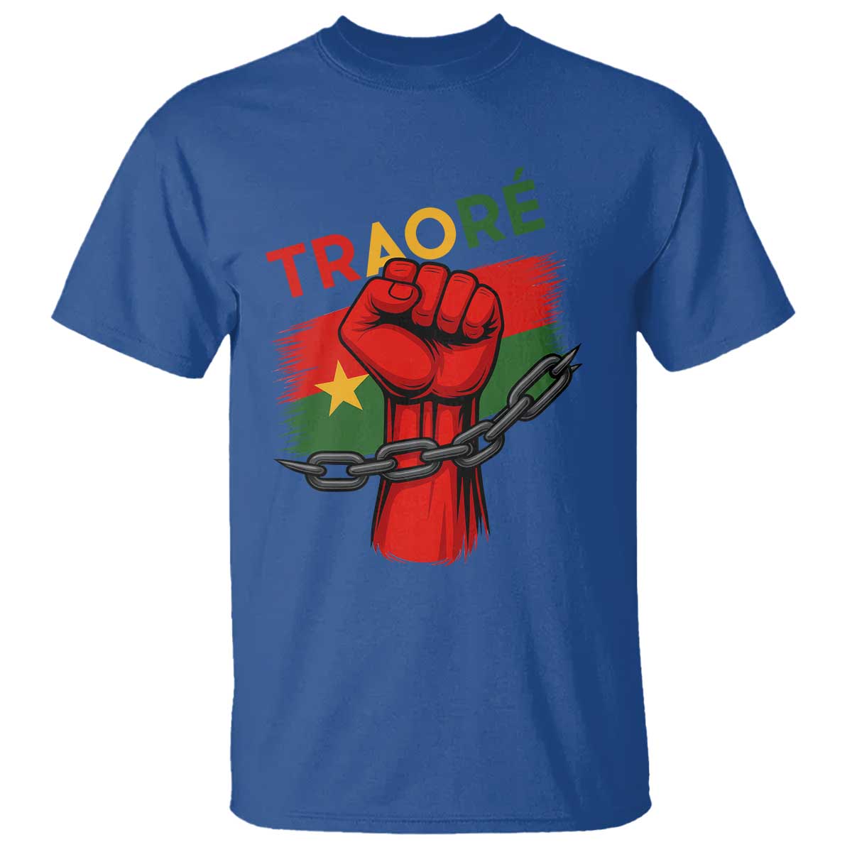 Stand With Traoré 2025 T Shirt Burkina Faso Flag Raised Fist Broken Chains