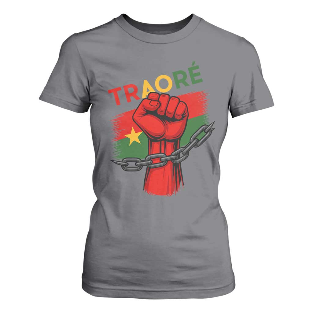 Stand With Traoré 2025 T Shirt For Women Burkina Faso Flag Raised Fist Broken Chains