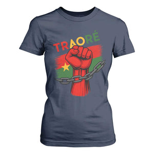 Stand With Traoré 2025 T Shirt For Women Burkina Faso Flag Raised Fist Broken Chains