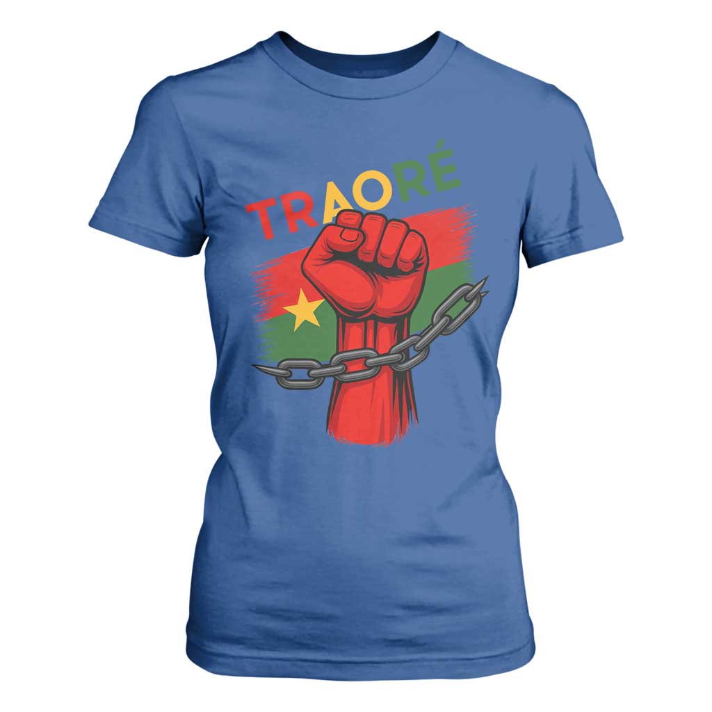 Stand With Traoré 2025 T Shirt For Women Burkina Faso Flag Raised Fist Broken Chains