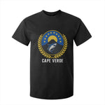 Cape Verde Volcano Blue Sharks Gold Laurel Crest Graphic T Shirt For Kid Retro Cabo Verde Heritage Pride
